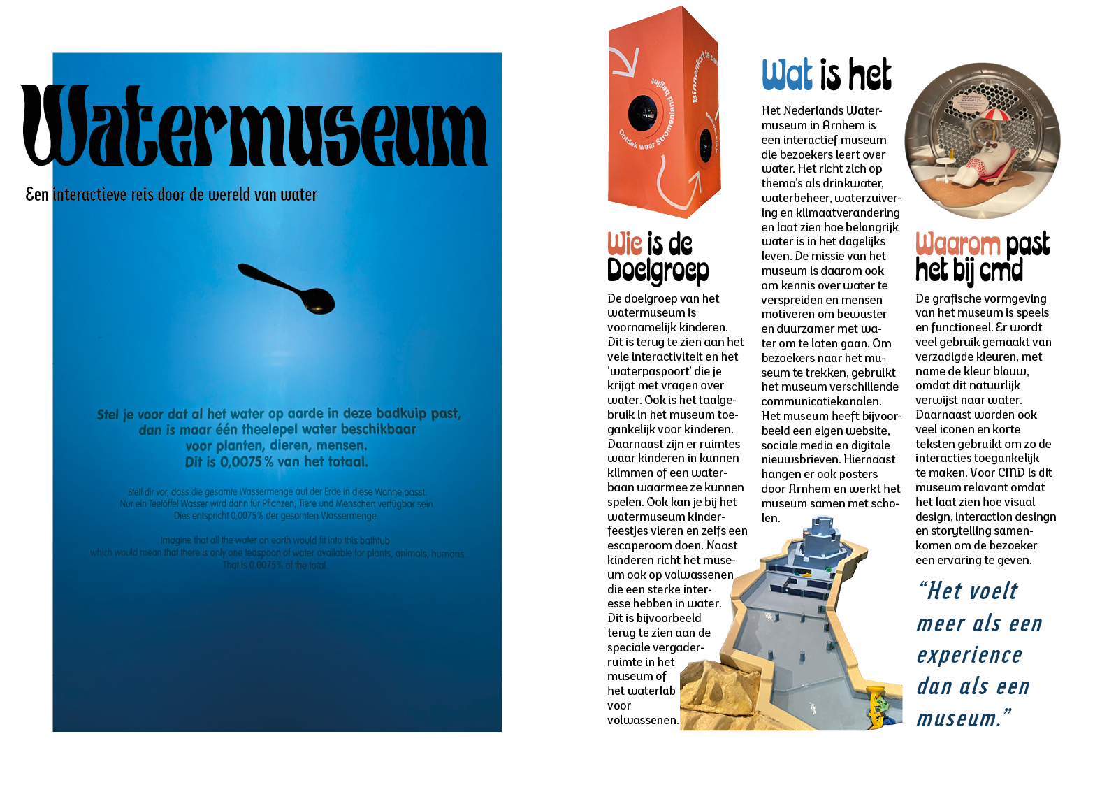 Double-page magazine spread for a water museum